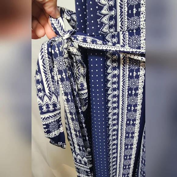 Lane Bryant Blue and White Smocked Maxi Dress-Size 18/20 - Picture 4 of 11